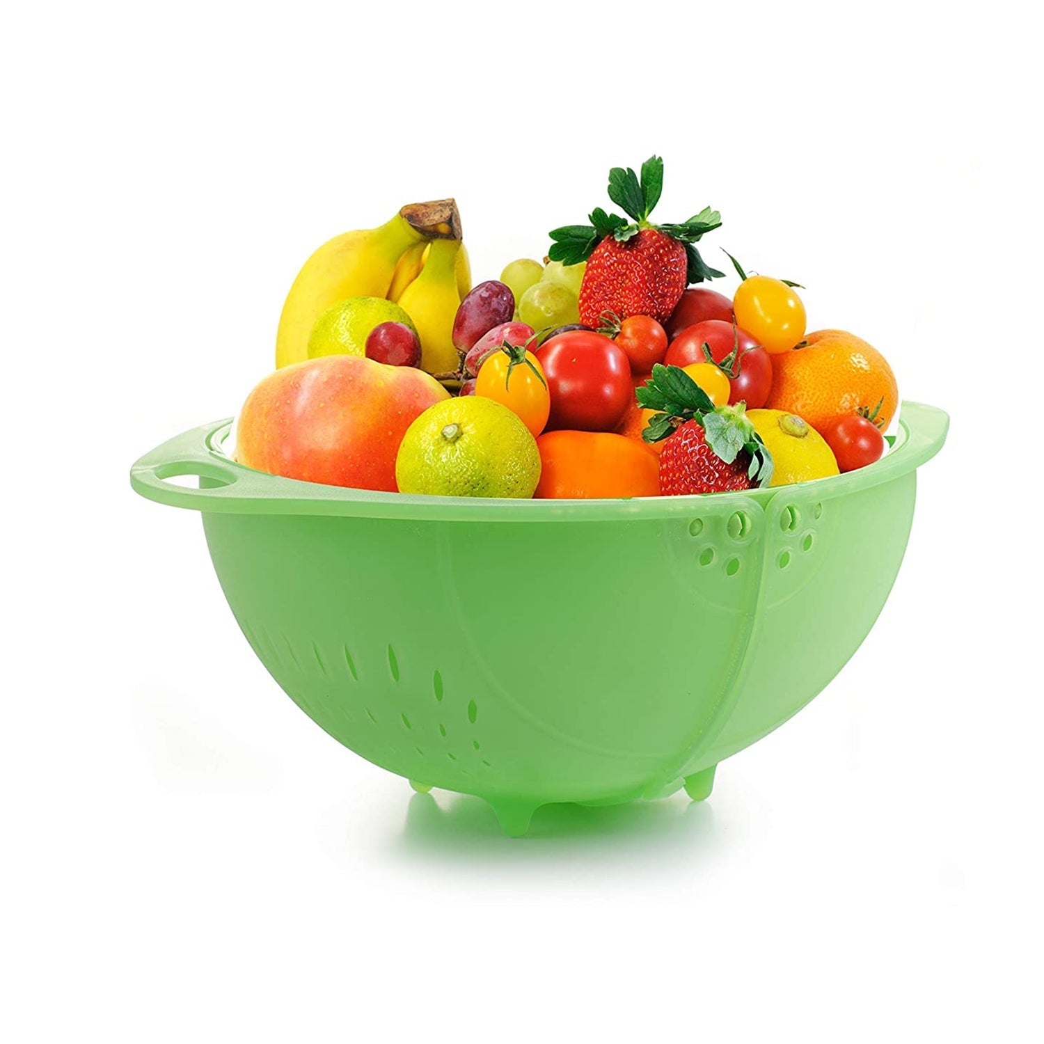 Ganesh plastic basket for fruits and vegetables, different angles. Ganesh plastic basket for fruits and vegetables, different angles.
